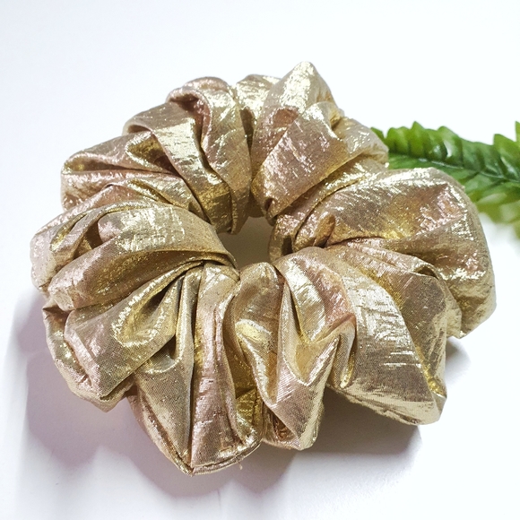 Large Gold Metallic Scrunchie - Picture 2 of 5